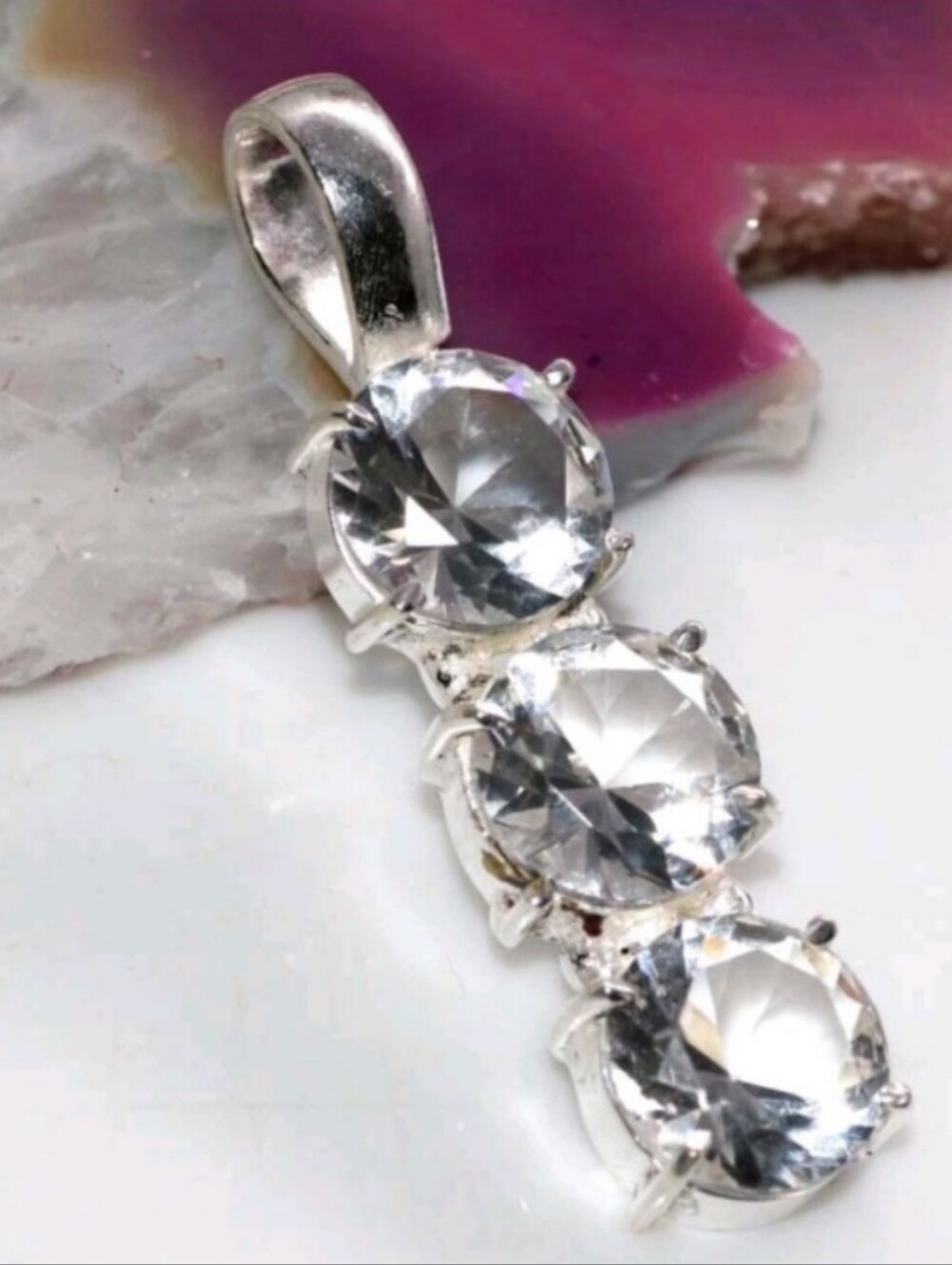 White Topaz Gemstone Jewelry 925 Sterling Silver Handmade Pendant Necklace